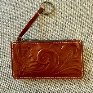 Patricia Nash Gela Credit Card Case 100% Tooled Leather Like New RFID Protection